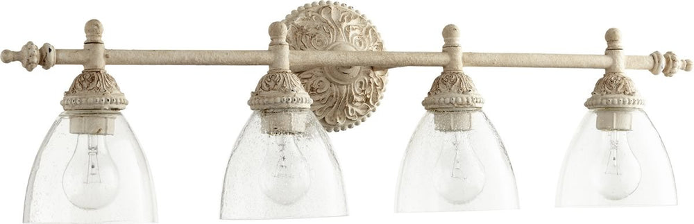 Quorum 4-light Bath Vanity Light Persian White w/ Clear/Seeded