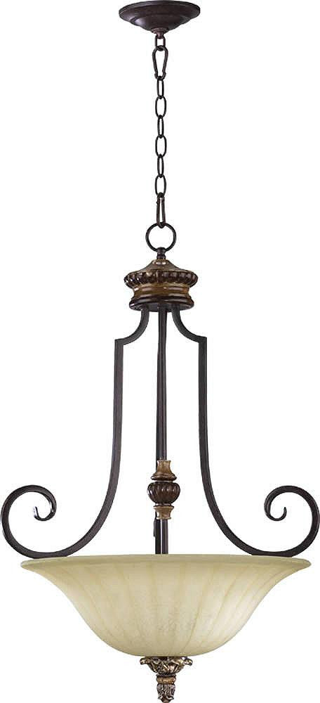 22"W Capella 3-Light Pendant Toasted Sienna/Golden Fawn
