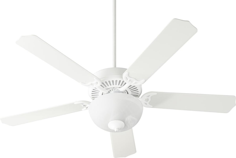 Quorum Capri VIII 2-light Energy Star LED Ceiling Fan Studio White w/ Satin Opal