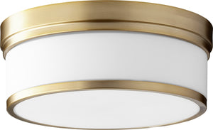 14"W Celeste 3-light Ceiling Flush Mount Aged Brass