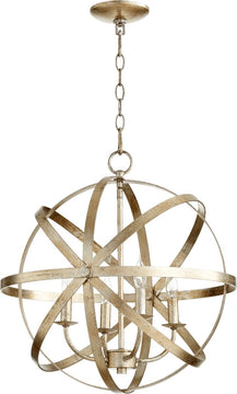 19"W Celeste 4-Light Chandelier Aged Silver Leaf