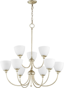 32"W Celeste 9-light Chandelier Aged Silver Leaf