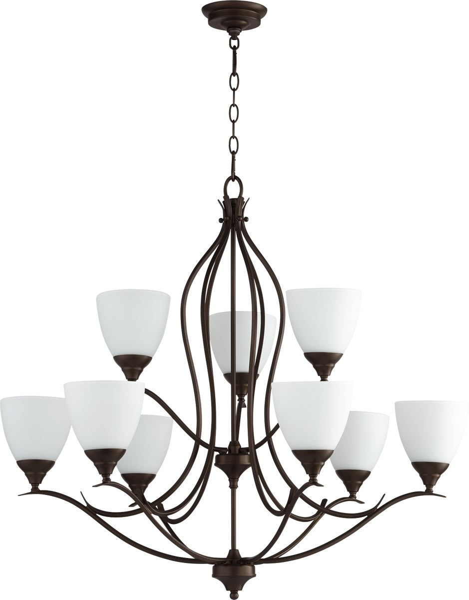 Quorum Flora 9-light Chandelier Oiled Bronze