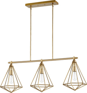 42"W Bennett 3-Light Island Light Aged Brass