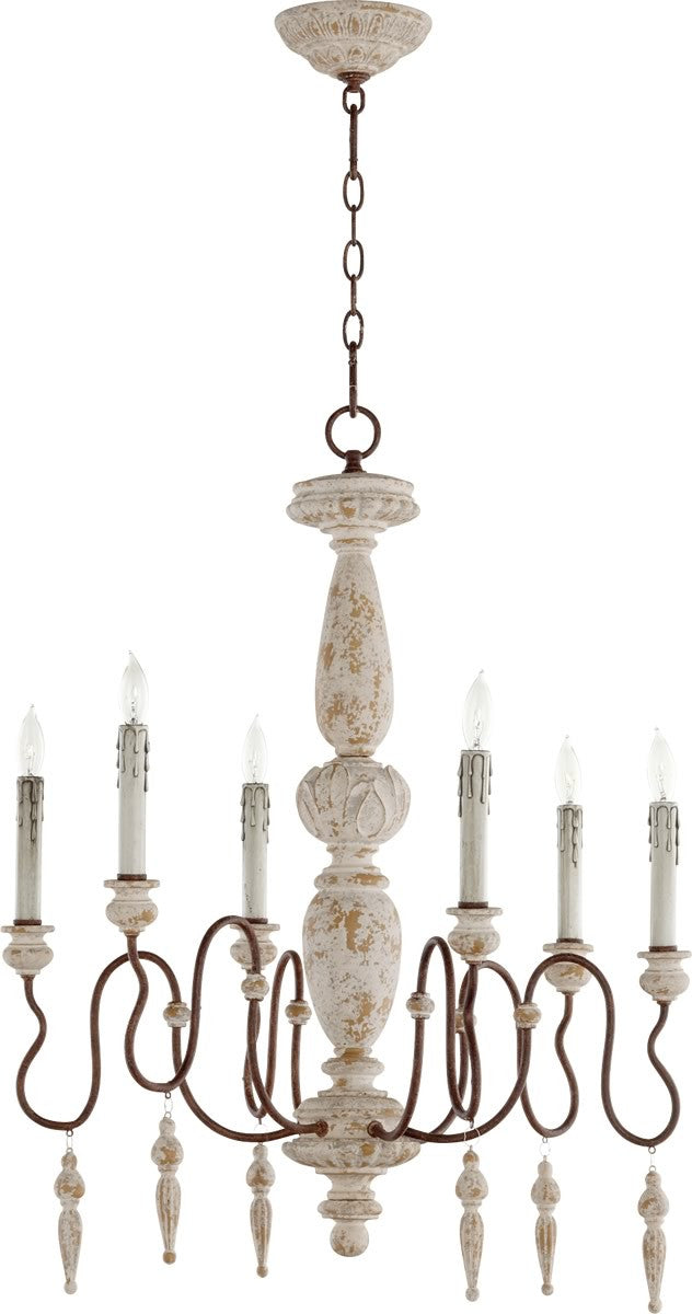 Quorum La Maison 6-light Chandelier Manchester Grey w/ Rust Accents