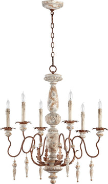 26"W La Maison 6-Light Chandelier Manchester Grey with Rust Accents