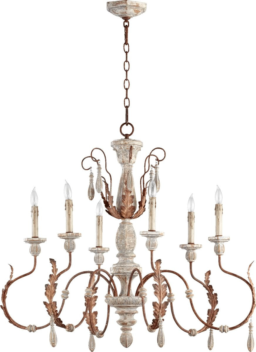 36"W La Maison 6-Light Chandelier Manchester Grey with Rust Accents
