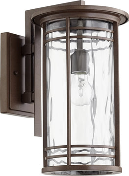 17"H Larson 1-light Outdoor Wall Lantern Oiled Bronze w/ Clear Hammered Glass