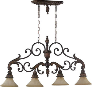 49"W Madeleine 4-Light Kitchen Island Pendant Corsican Gold