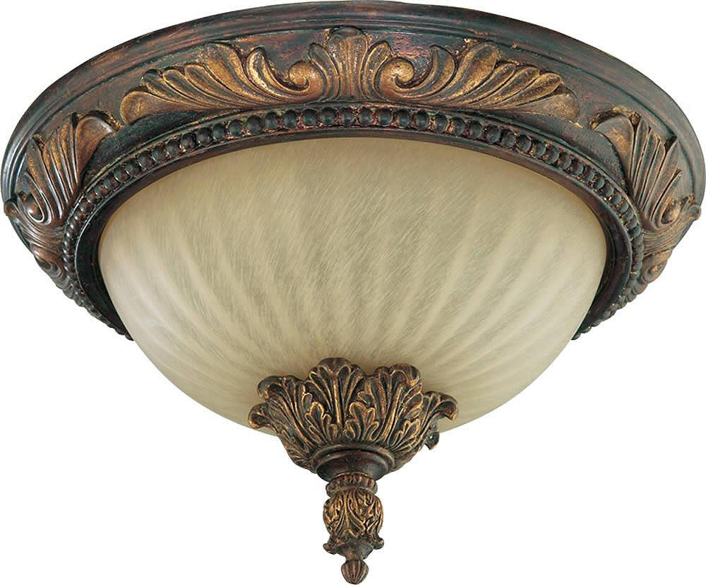 Quorum Madeleine 2-Light Flush Mount Fixture Corsican Gold 32301388