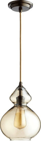 8"W 1-Light Mini Pendant Oiled Bronze with Amber