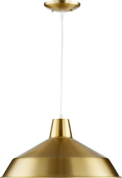 16"W 1-light Pendant Aged Brass