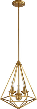 13"W Bennett 3-Light Pendant Aged Brass