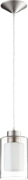 5"W 1-Light Pendant Satin Nickel Clear and White