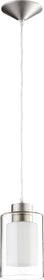 5"W 1-Light Pendant Satin Nickel Clear and White
