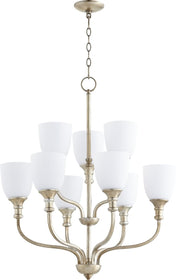26"W Richmond 9-light Chandelier Aged Silver Leaf
