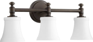 22"W Rossington 3-light Bath Vanity Light Oiled Bronze w Satin Opal