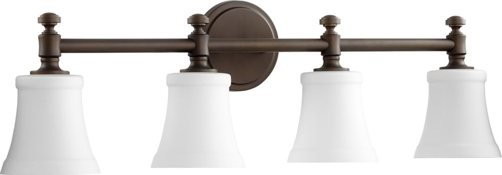 Quorum Rossington 4-light Bath Vanity Light Oiled Bronze w/ Satin Opal