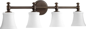 30"W Rossington 4-light Bath Vanity Light Oiled Bronze w Satin Opal