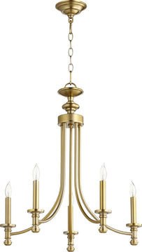 22"W Rossington 5-light Chandelier Aged Brass