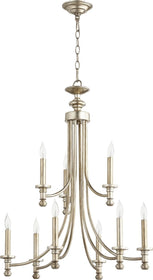 27"W Rossington 9-light Chandelier Aged Silver Leaf