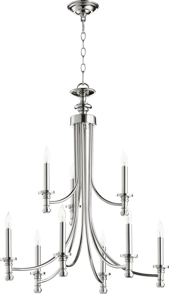 Quorum Rossington 9-light Chandelier Polished Nickel