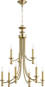 27"W Rossington 9-light Chandelier Aged Brass