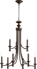 27"W Rossington 9-light Chandelier Oiled Bronze