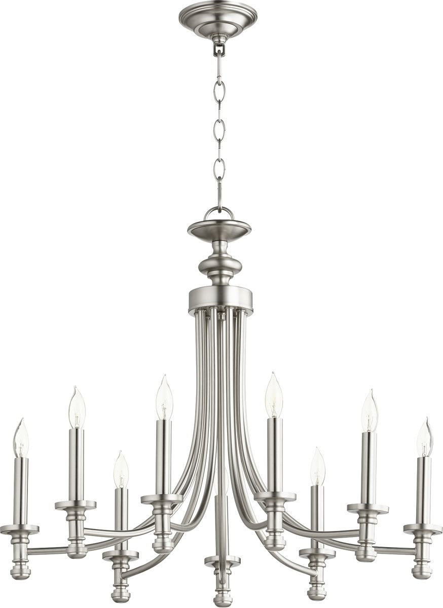 Quorum Rossington 9-light Chandelier Satin Nickel