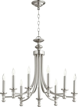 27"W Rossington 9-light Chandelier Satin Nickel