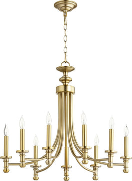 27"W Rossington 9-light Chandelier Aged Brass