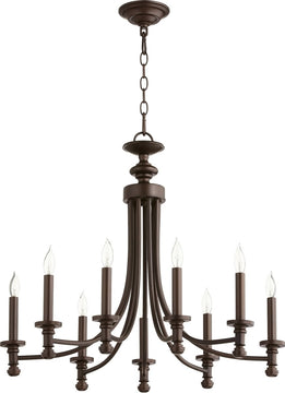 27"W Rossington 9-light Chandelier Oiled Bronze