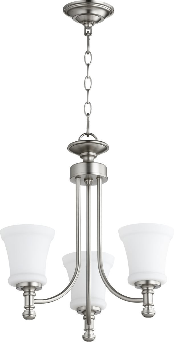 Quorum Rossington 3-light Chandelier Satin Nickel