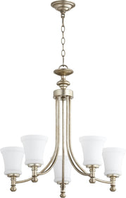 25"W Rossington 5-light Chandelier Aged Silver Leaf