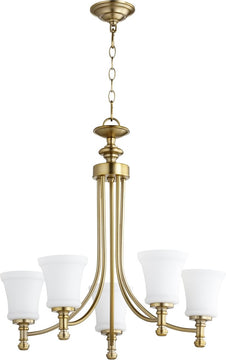 25"W Rossington 5-light Chandelier Aged Brass