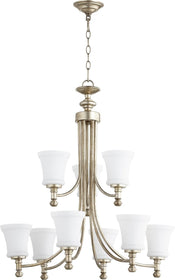 30"W Rossington 9-light Chandelier Aged Silver Leaf