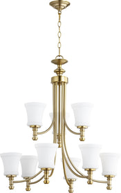 30"W Rossington 9-light Chandelier Aged Brass