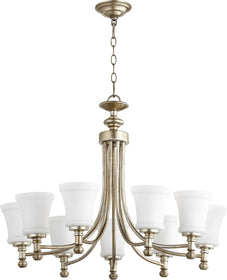 31"W Rossington 9-light Chandelier Aged Silver Leaf