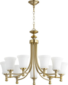 31"W Rossington 9-light Chandelier Aged Brass