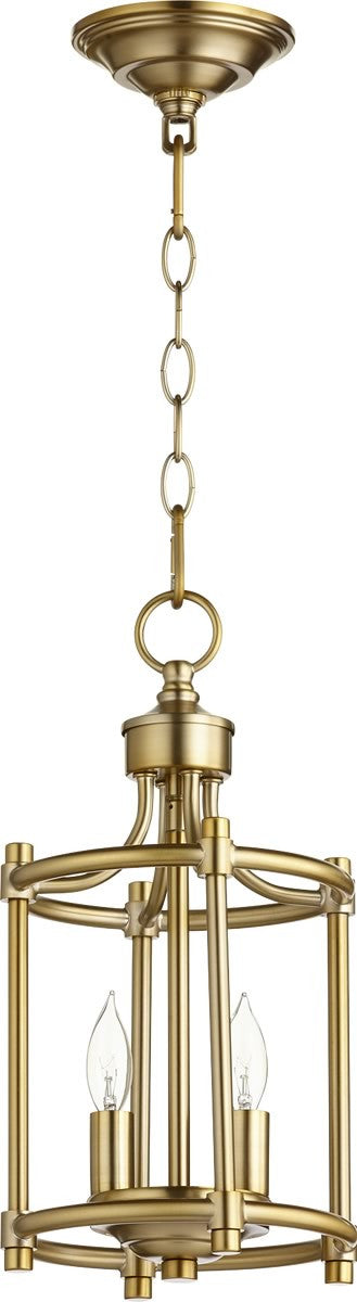 Quorum Rossington 2-light Entry Foyer Hall Chandelier Aged Brass