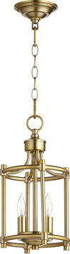 8"W Rossington 2-light Entry Foyer Hall Chandelier Aged Brass