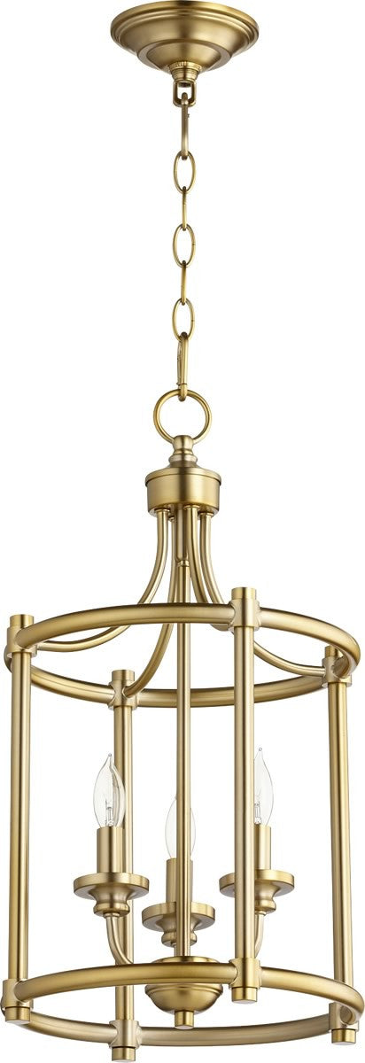Quorum Rossington 3-light Entry Foyer Hall Chandelier Aged Brass
