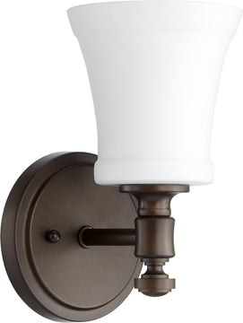 5"W Rossington 1-light Wall Mount Light Fixture Oiled Bronze w/ Satin Opal