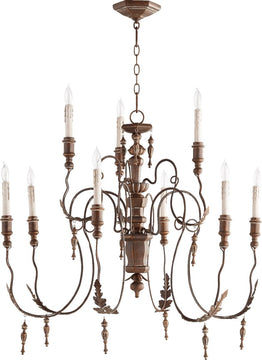 32"W Salento 9-Light Chandelier Vintage Copper