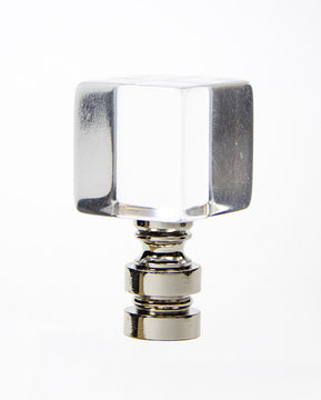 3"H Clear Cube Finial Polished Silver