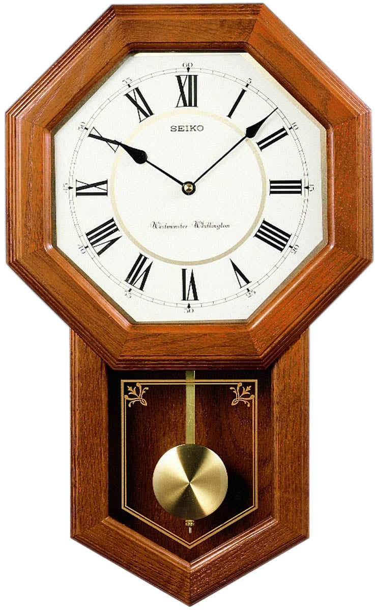 Seiko Clocks Wall Clock Dark Brown Solid Oak QXH110BLH