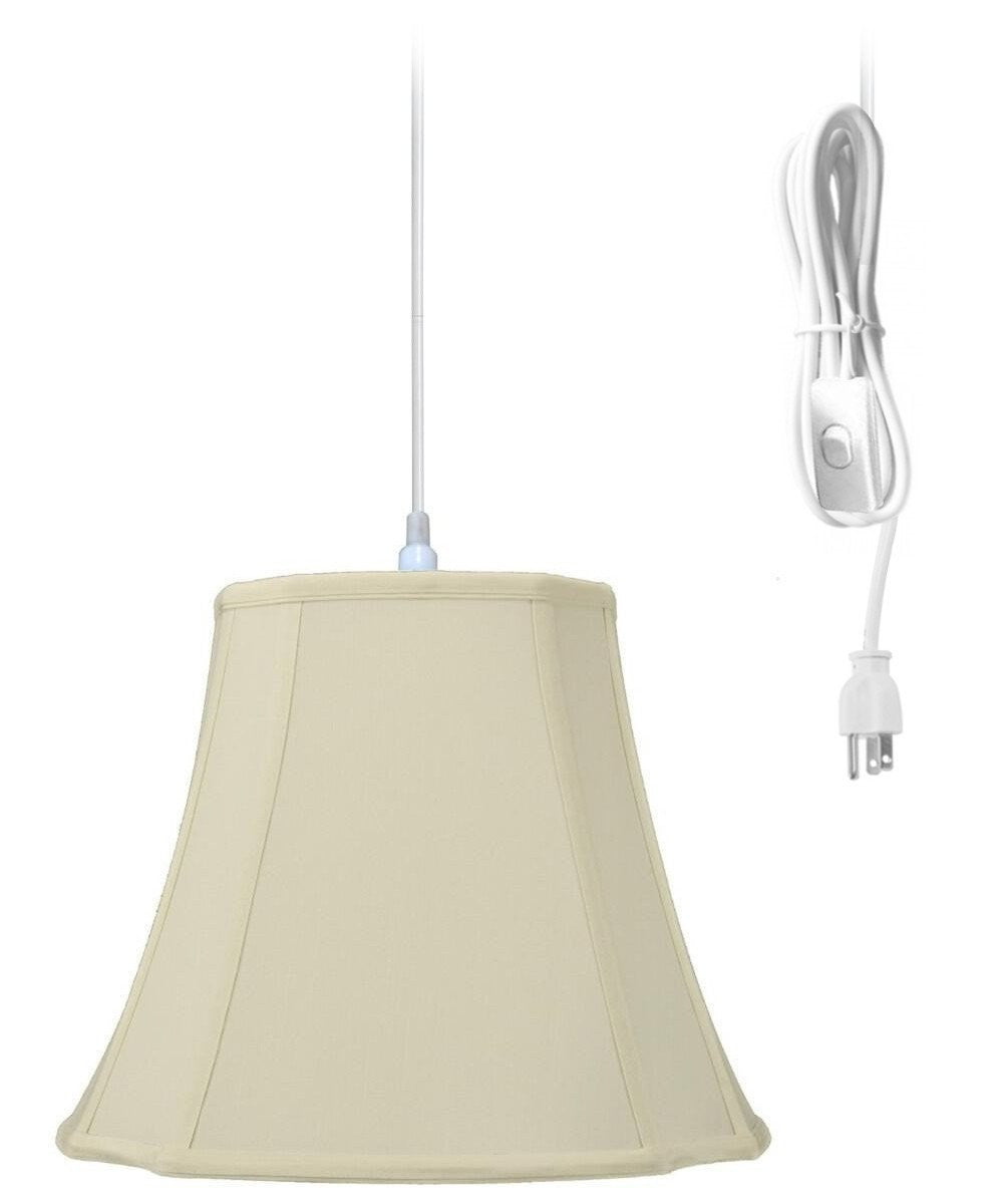 HomeConcept 1-Light Plug In Swag Pendant Ceiling Light Eggshell Shade (7x8)x(12x14)x11