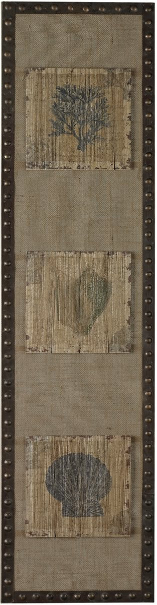 Sterling Coastal Hand Painted Tiles on Linen Distressed Wood 268682