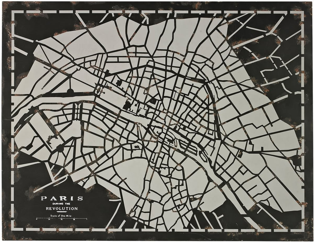Sterling Laser Cut Map Of Paris Circa 1790 Distressed Black 5110117