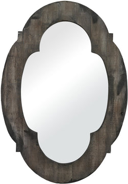 28"H x 19"W Wood Framed Mirror Aged Wood/Grey Wash